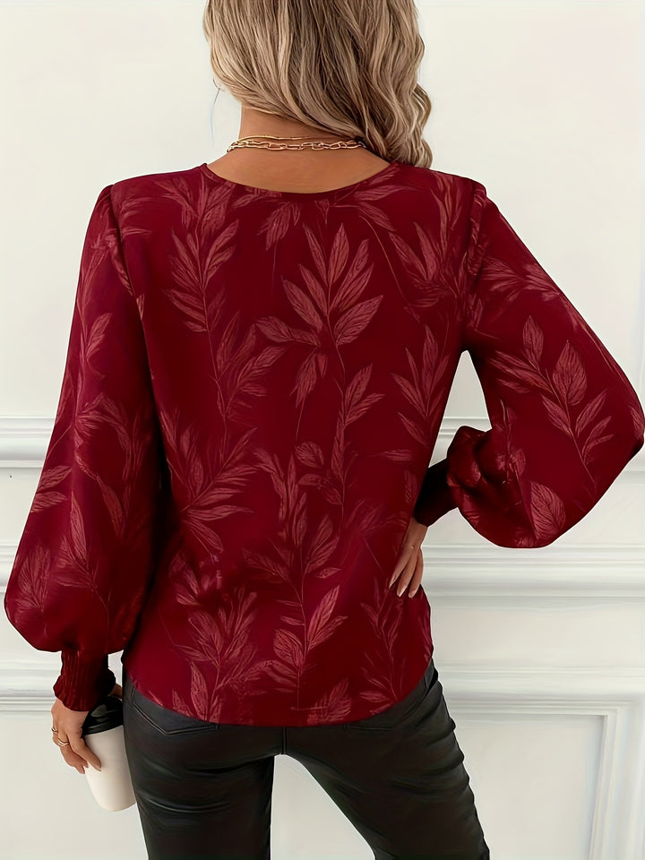 Lorna | Graceful V-Neck Lantern-Sleeve Blouse