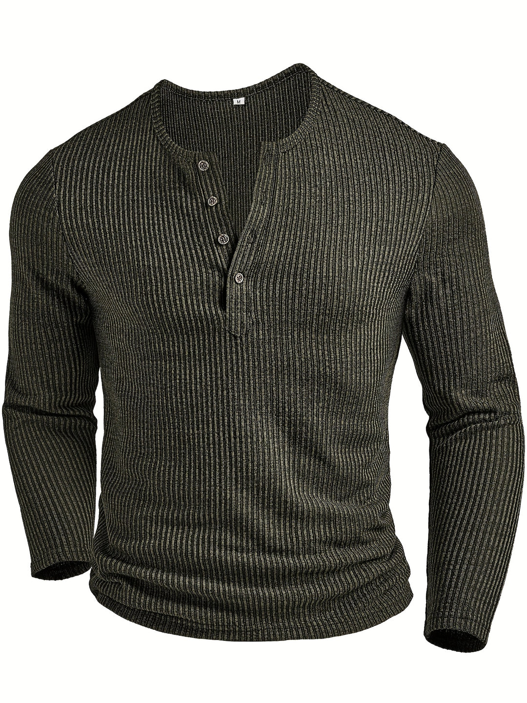 Malcolm | Ribbed Long-Sleeve Henley Shirt