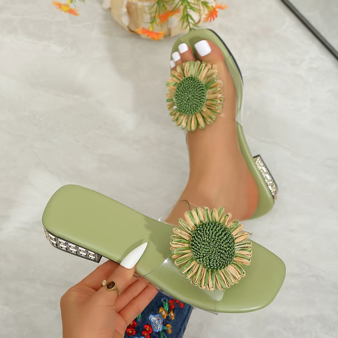 Serena | Floral Square-Toe Heeled Sandals
