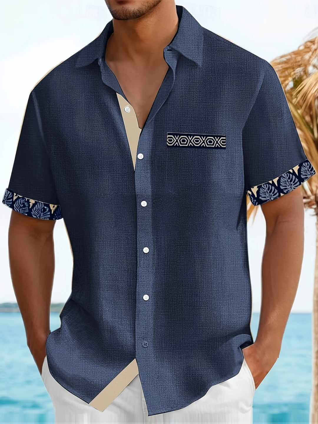 Dougie | Casual Patchwork Lapel Short Sleeve Shirt