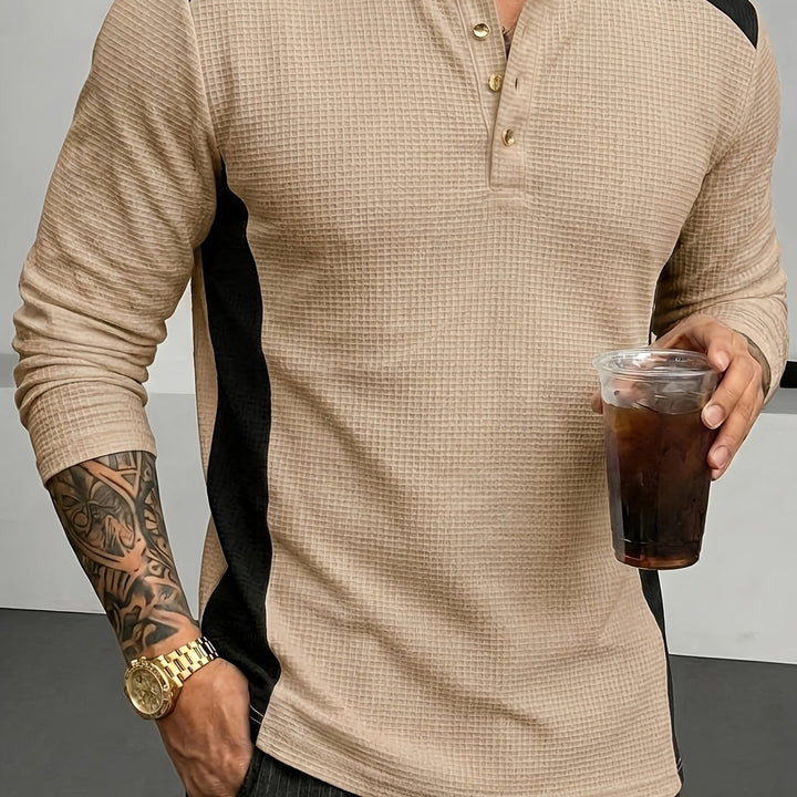 Sawyer | Textured Contrast Henley Shirt