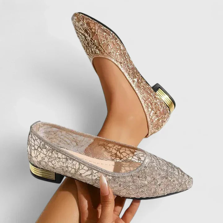 Camille | Textured Metallic Ballet Flats