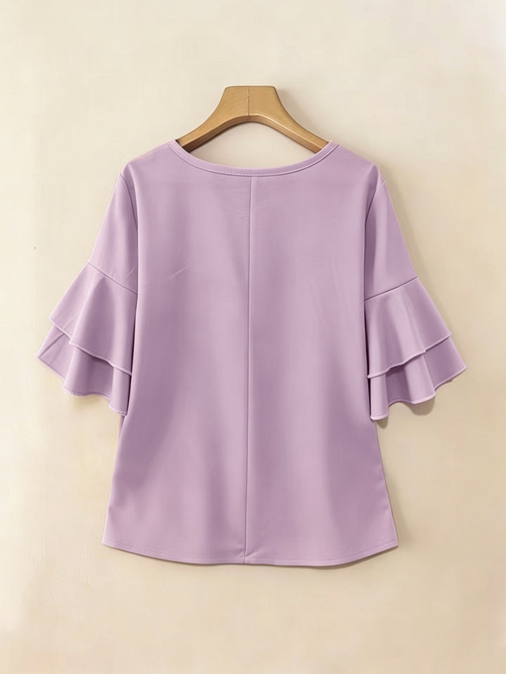 Isadora | Softly Draped Ruffle-Sleeve Blouse