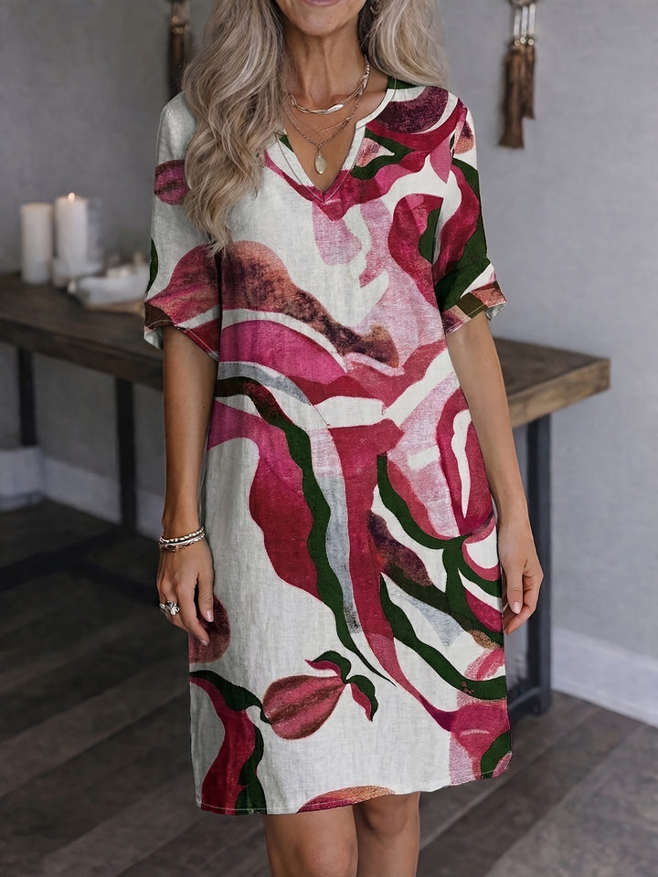 Marion | Artful Print V-Neck Dress