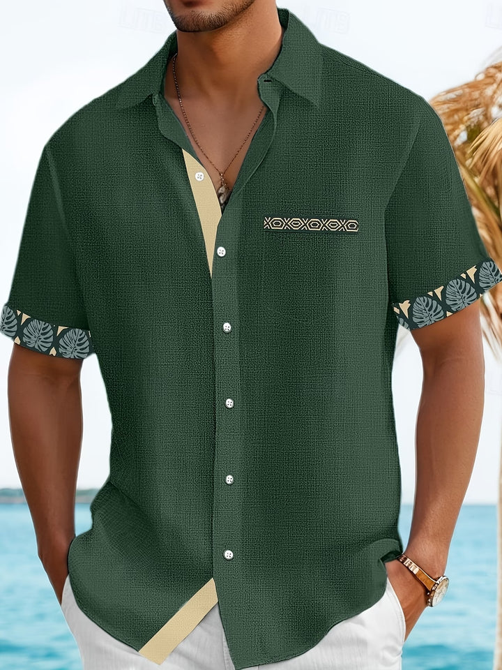 Dougie | Casual Patchwork Lapel Short Sleeve Shirt