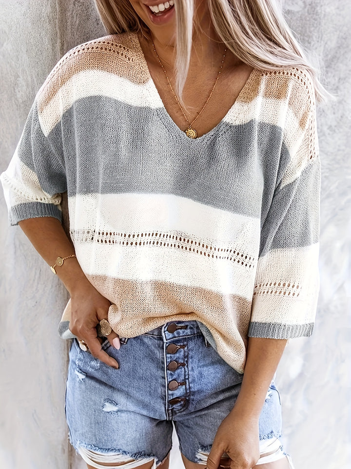 Gemma | Relaxed Colour-Block V-Neck Top
