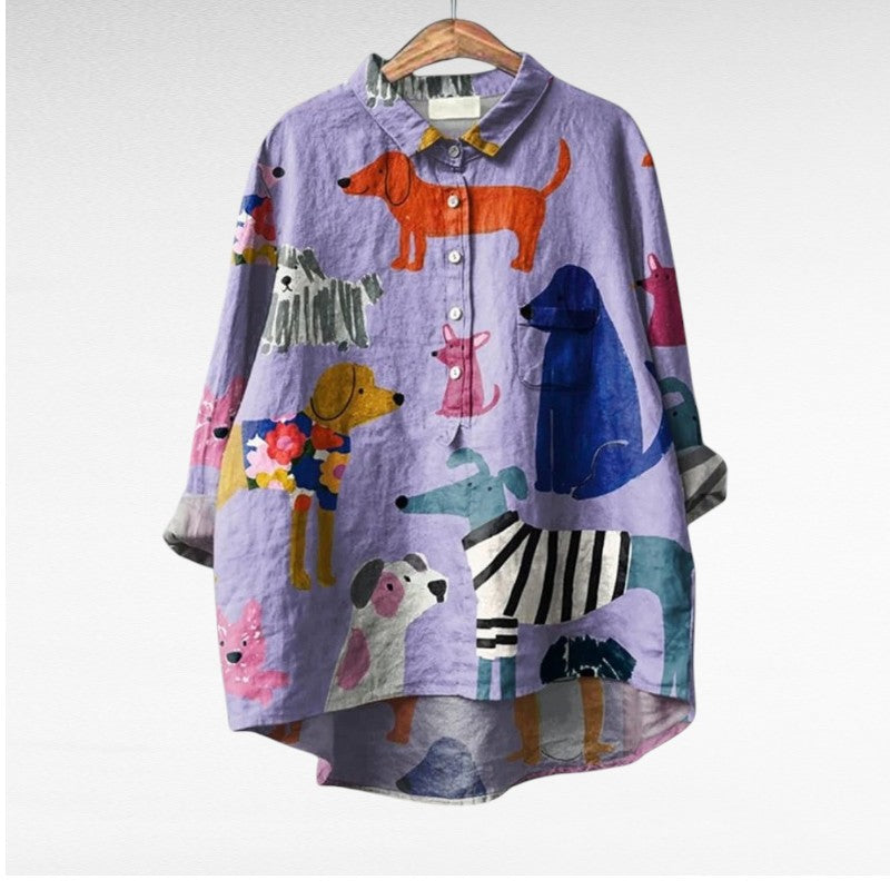 Briar | Stylish Dog-Print Blouse