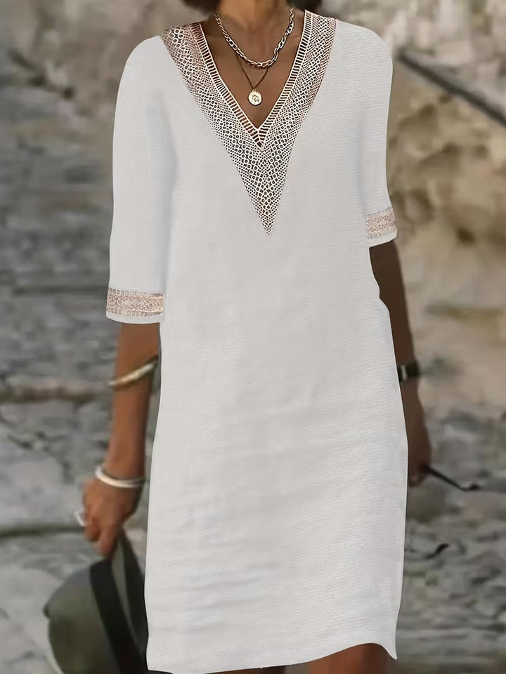 Imelda | Stylish V-Neck Mid Sleeve Dress