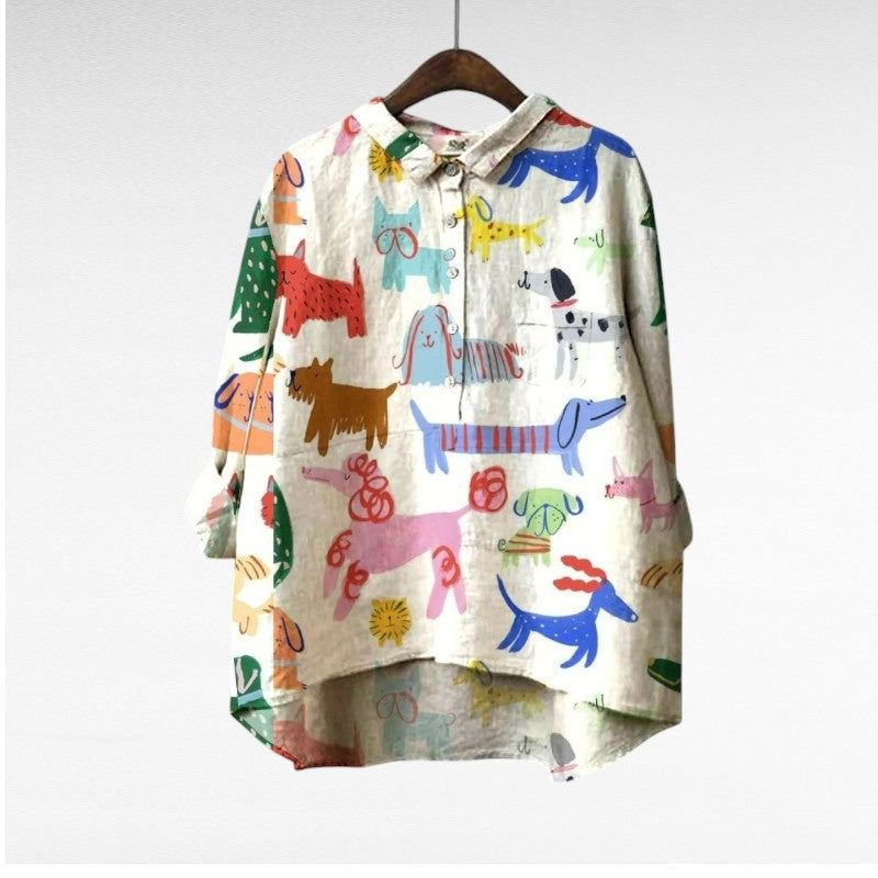 Briar | Stylish Dog-Print Blouse