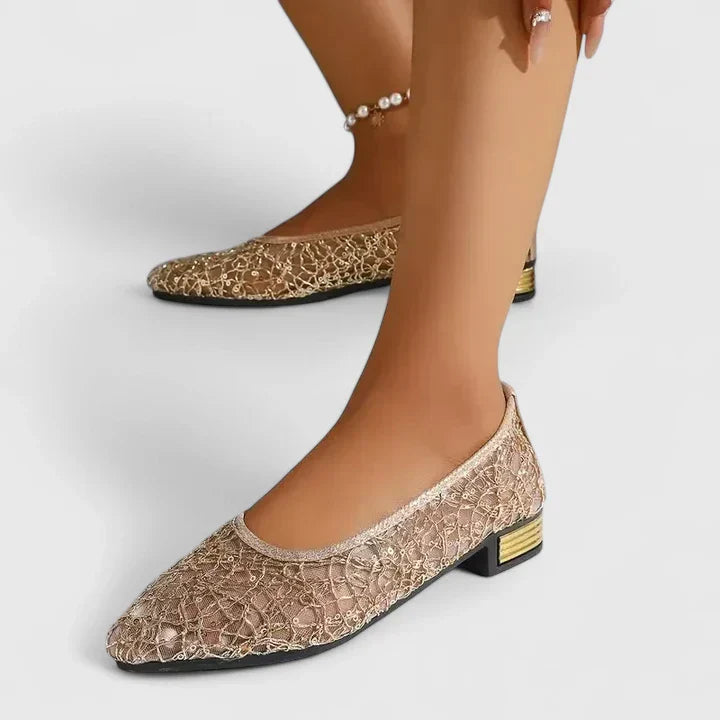 Camille | Textured Metallic Ballet Flats