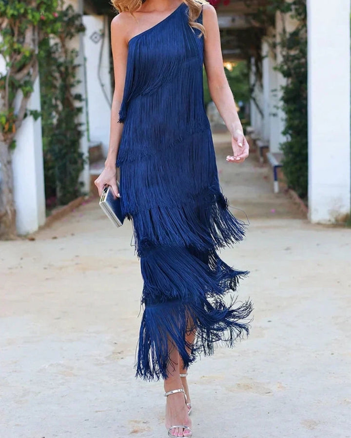 Francesca | Stylish Dropped Shoulders Long Dress