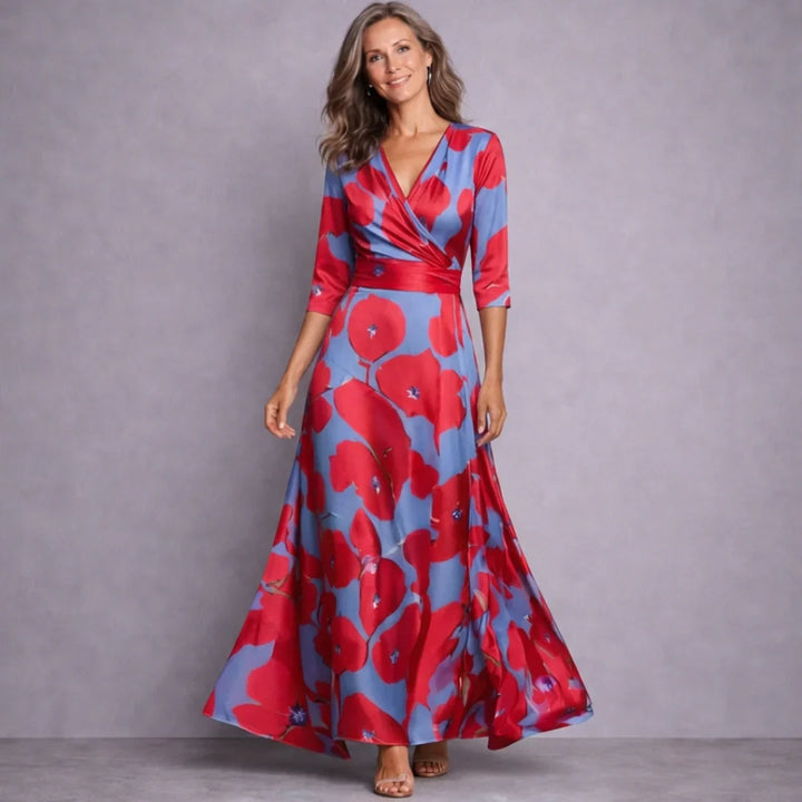 Dahlia | Elegant Mid Sleeve Maxi Dress