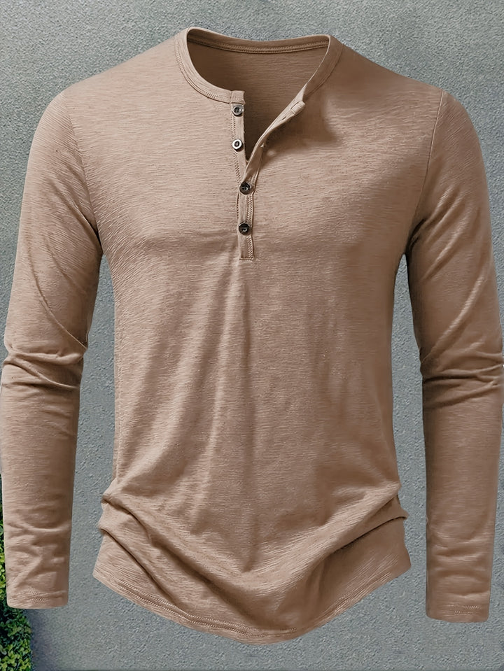 Rhys | Button-Placket Long-Sleeve Henley