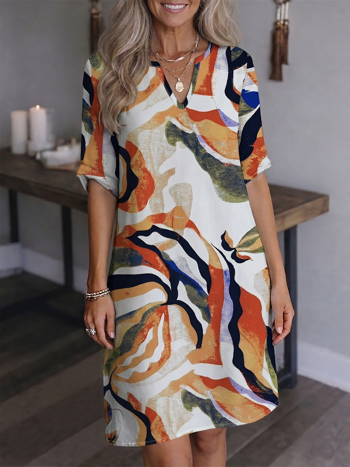 Marion | Artful Print V-Neck Dress