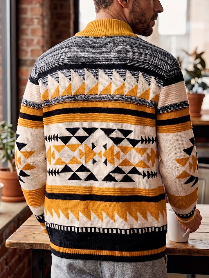 Rylan | Patterned Zip-Up Cardigan