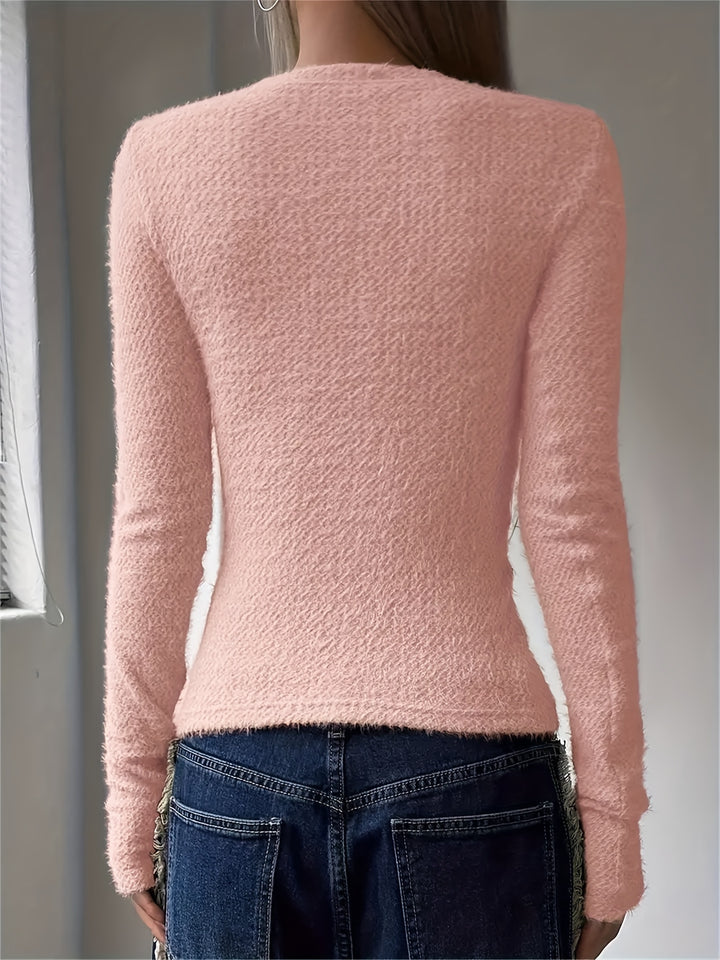 Elspeth | Soft Textured Long Sleeve Top