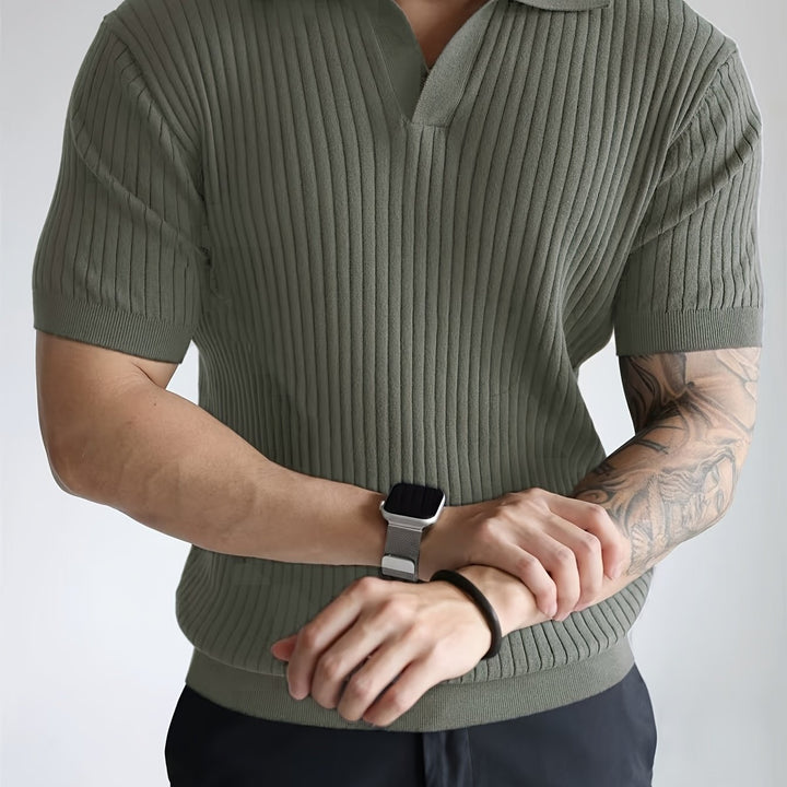 Maxwell | Ribbed Open-Collar Polo Shirt