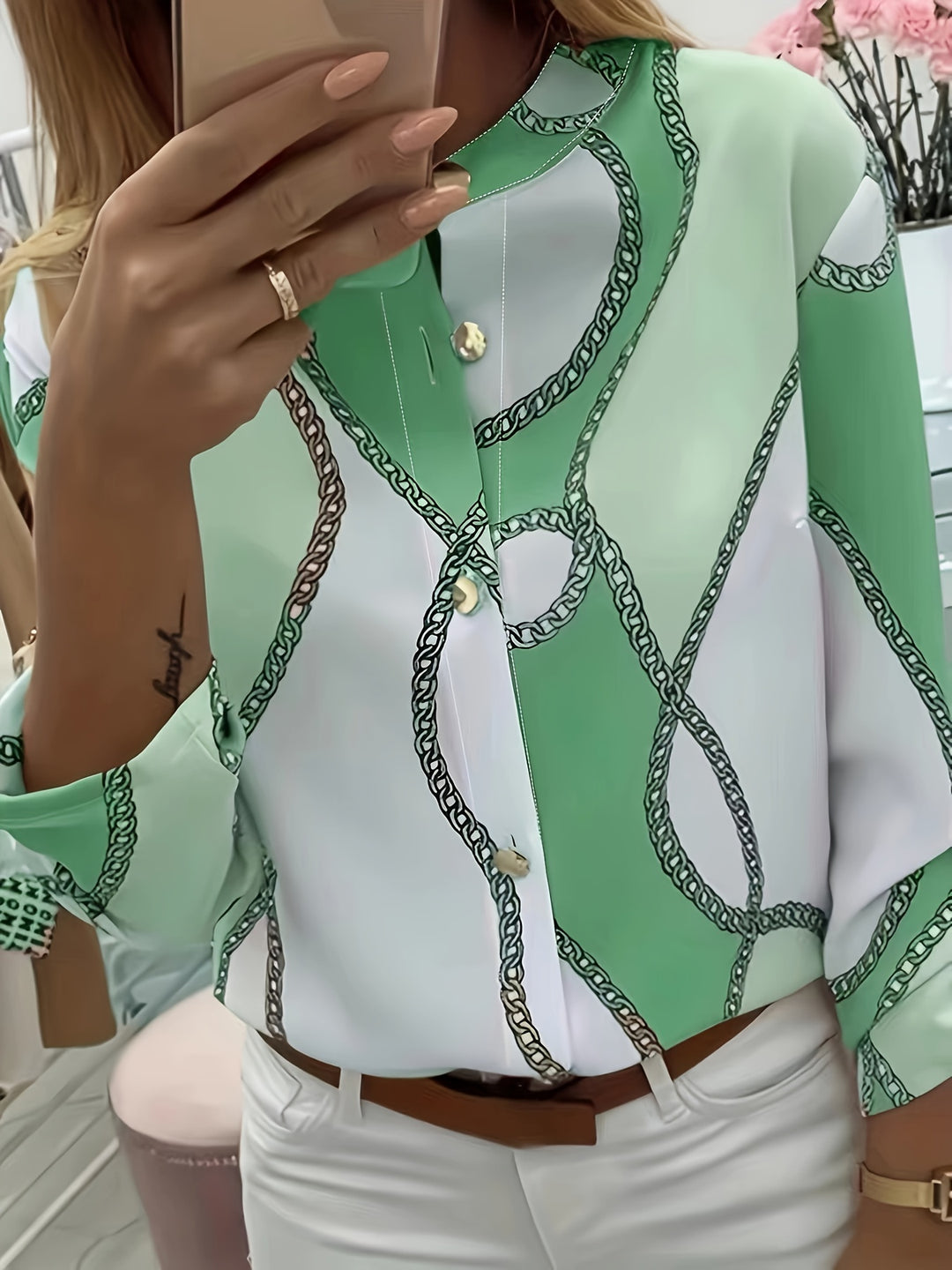Vivien | Chain-Print Statement Blouse
