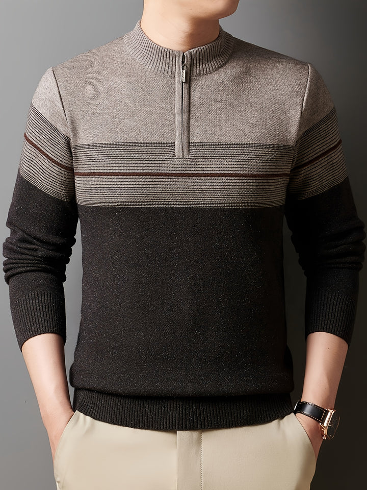 Ambrose | Half-Zip Striped Sweater