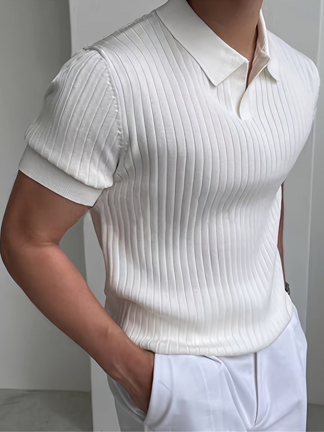 Maxwell | Ribbed Open-Collar Polo Shirt