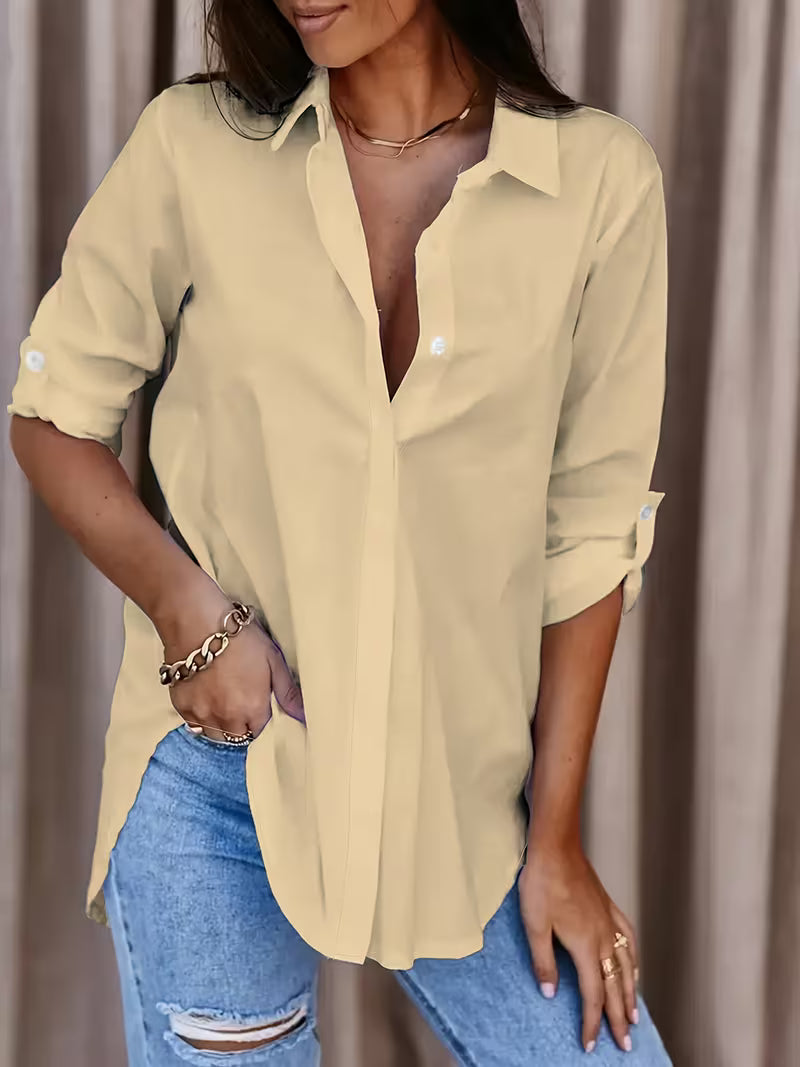 Evelyn | Relaxed Button-Up Long Sleeve Shirt