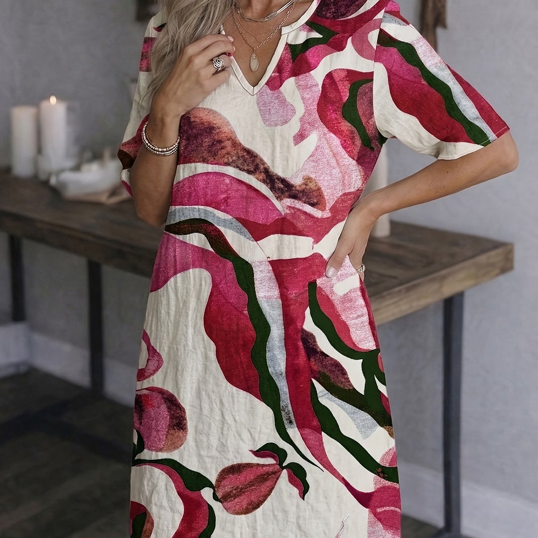 Marion | Artful Print V-Neck Dress