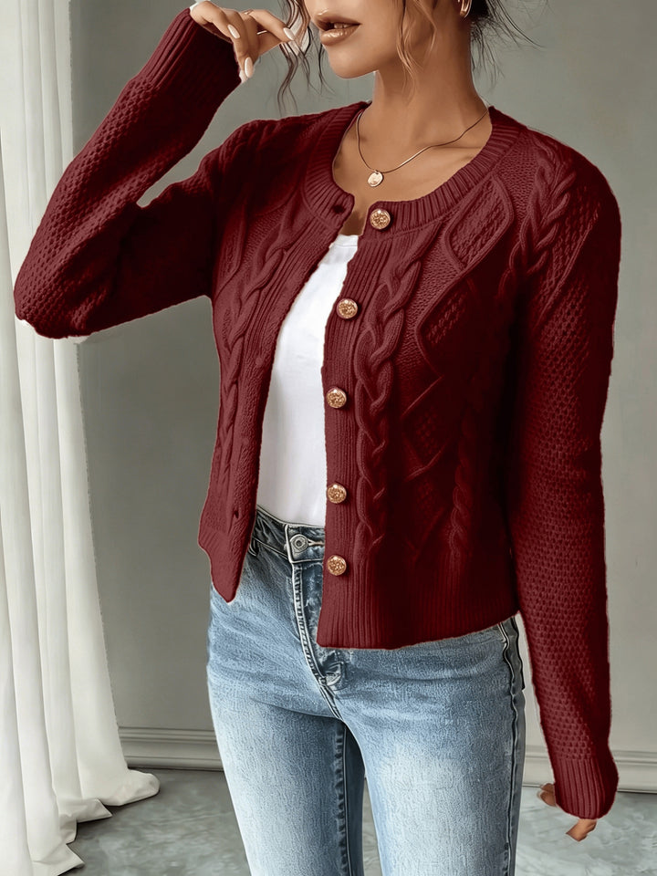 Cecilia | Cable-Knit Button-Front Cardigan