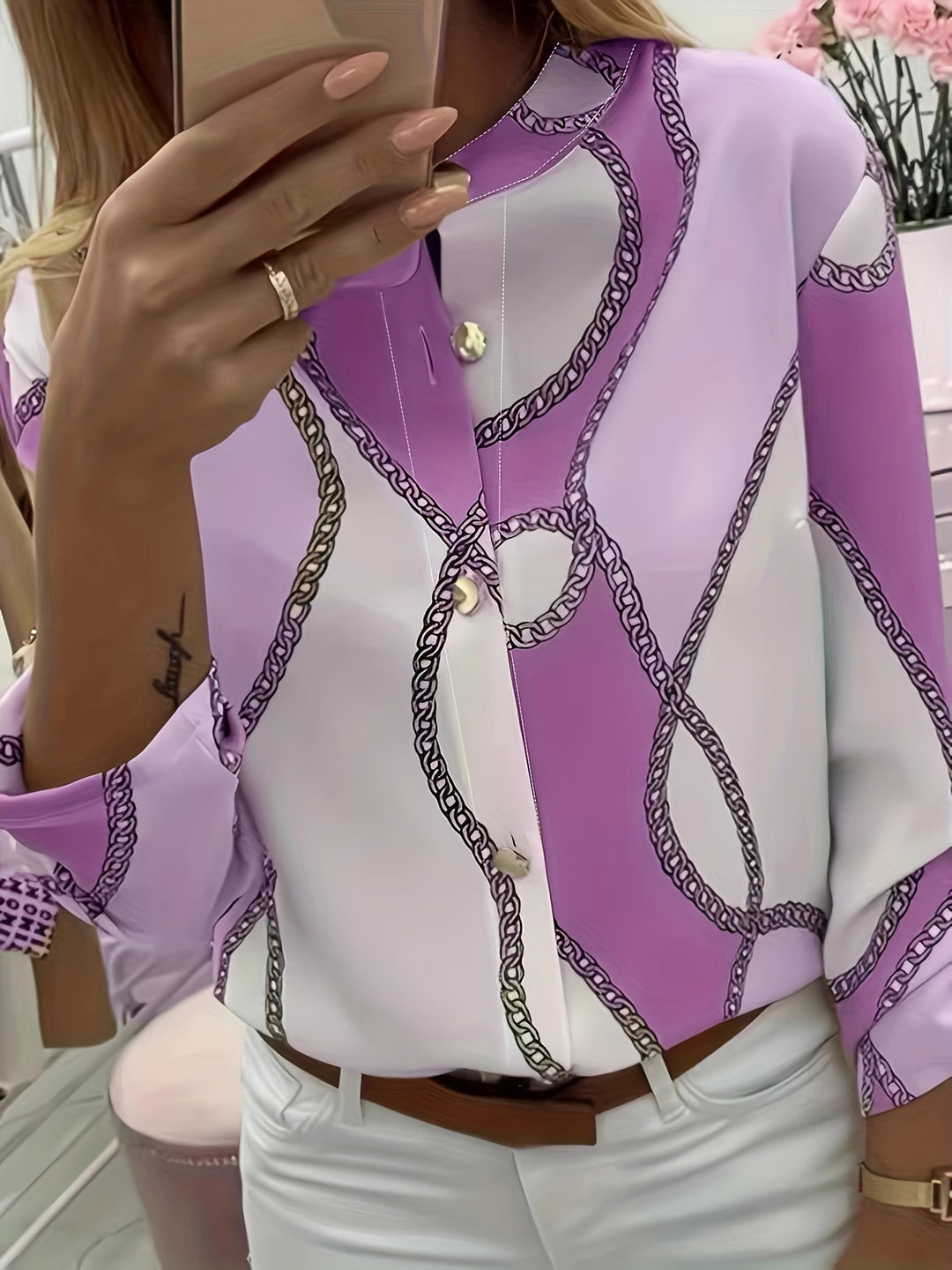 Vivien | Chain-Print Statement Blouse