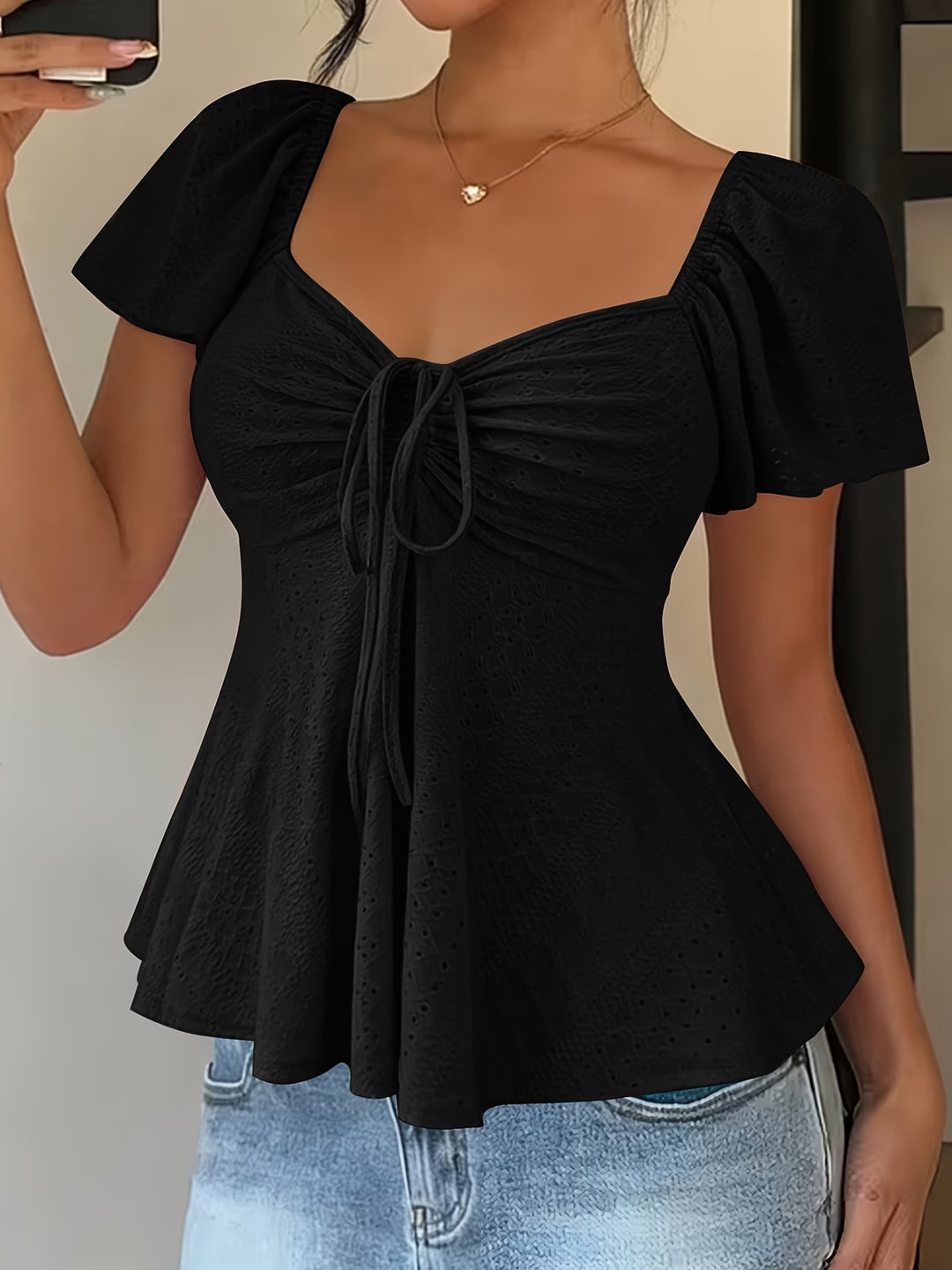 Mariah | Breathable V-Neck Drawstring Top