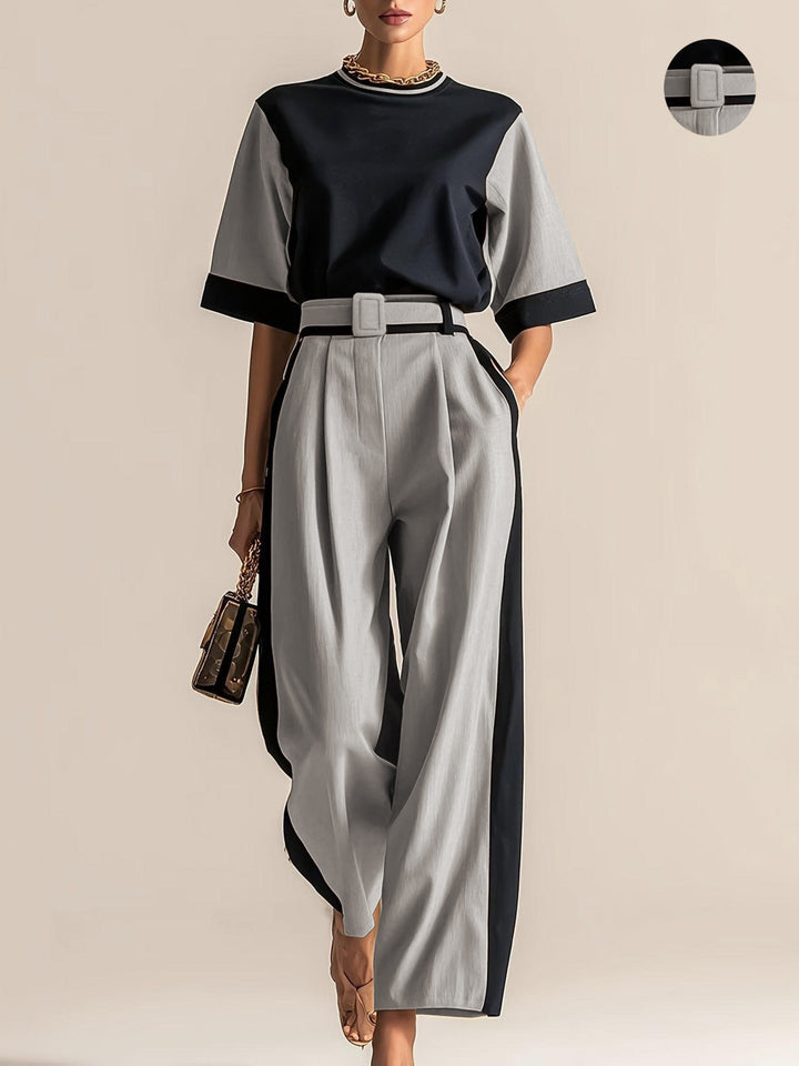 Belinda | Contrast-Trim Two-Piece Set