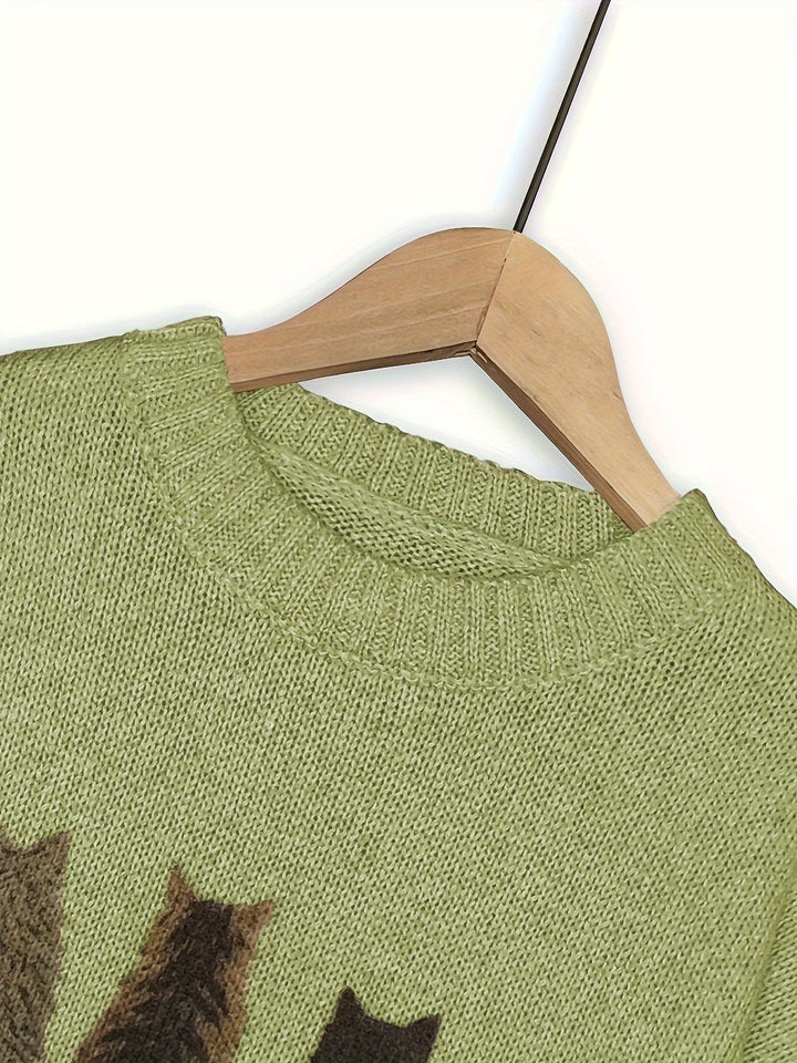 Talia | Cosy Cat-Print Jumper