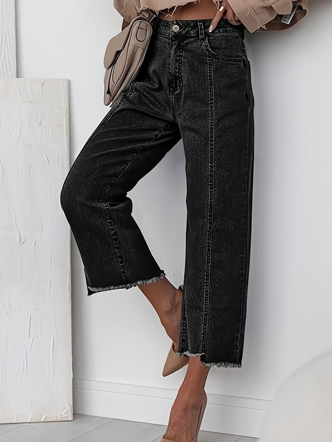 Ramona | Washed Straight-Leg Cropped Jeans