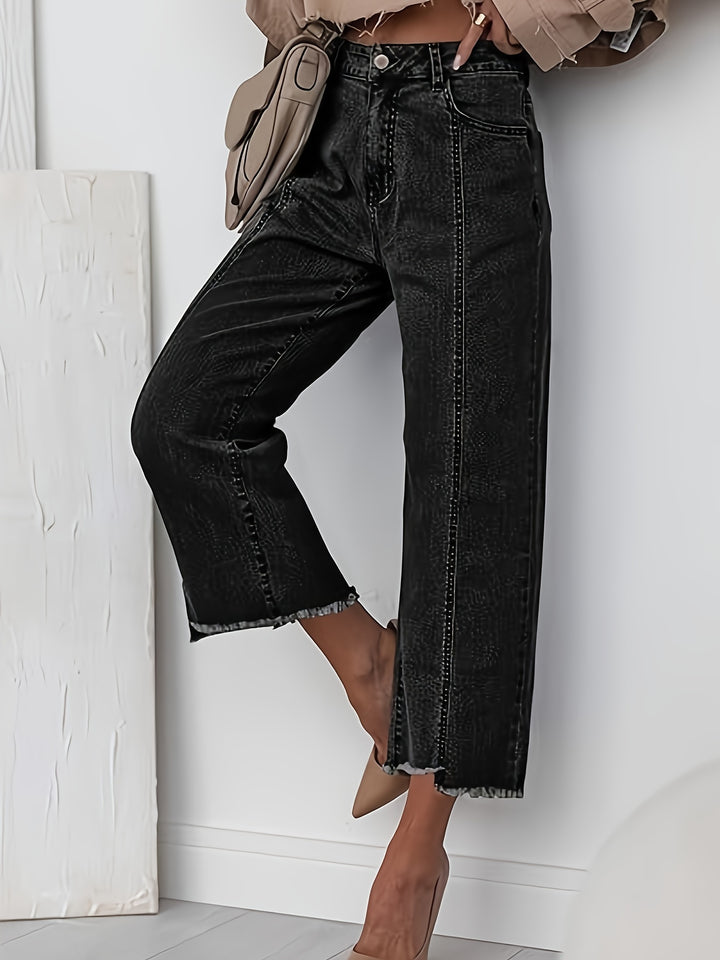 Ramona | Washed Straight-Leg Cropped Jeans