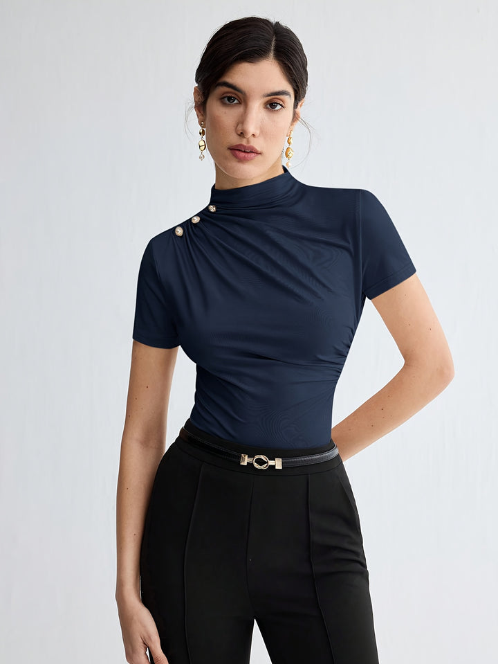 Hazel | Fitted Mock-Neck Top