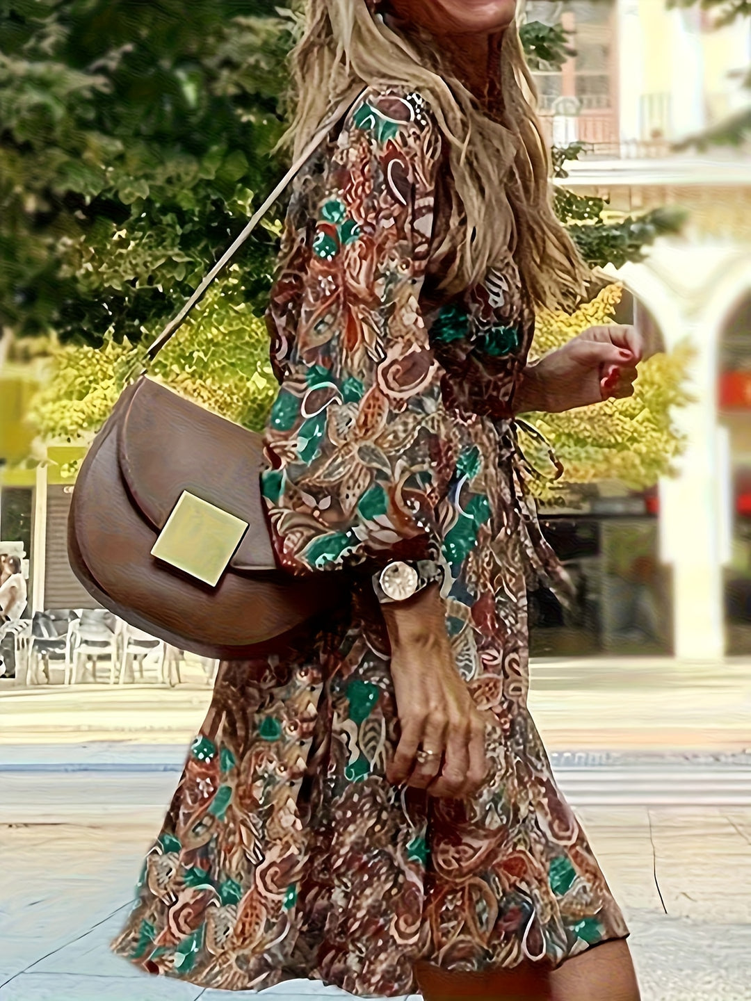 Odette | Bohemian Print V-Neck Dress