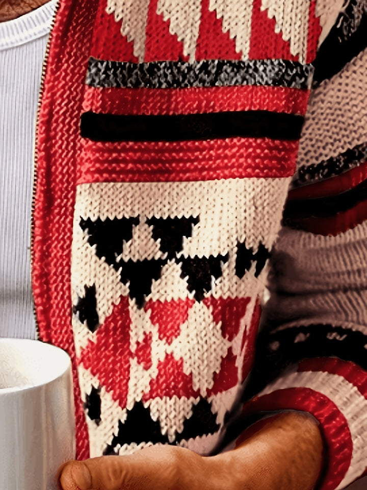 Rylan | Patterned Zip-Up Cardigan