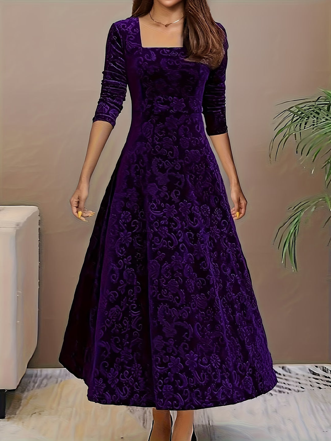 Renata | Elegant Mid Sleeve Floral Dress