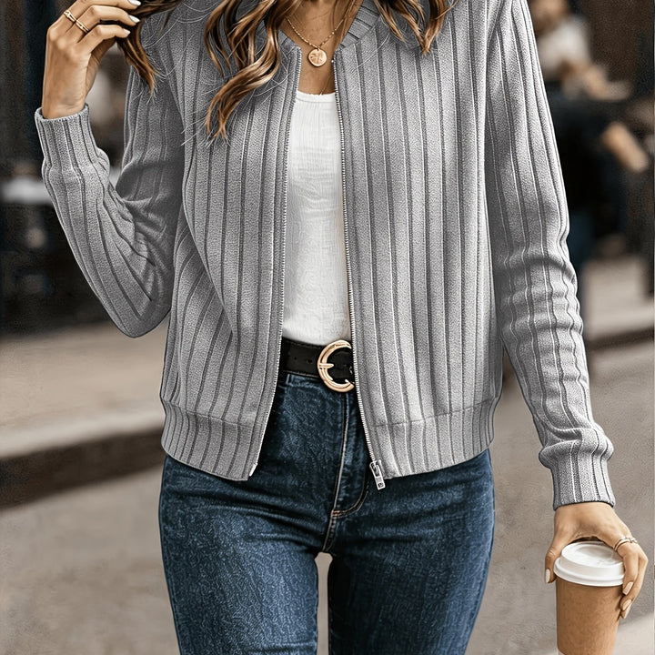 Sloane | Refined Ribbed Zip-Up Jacket