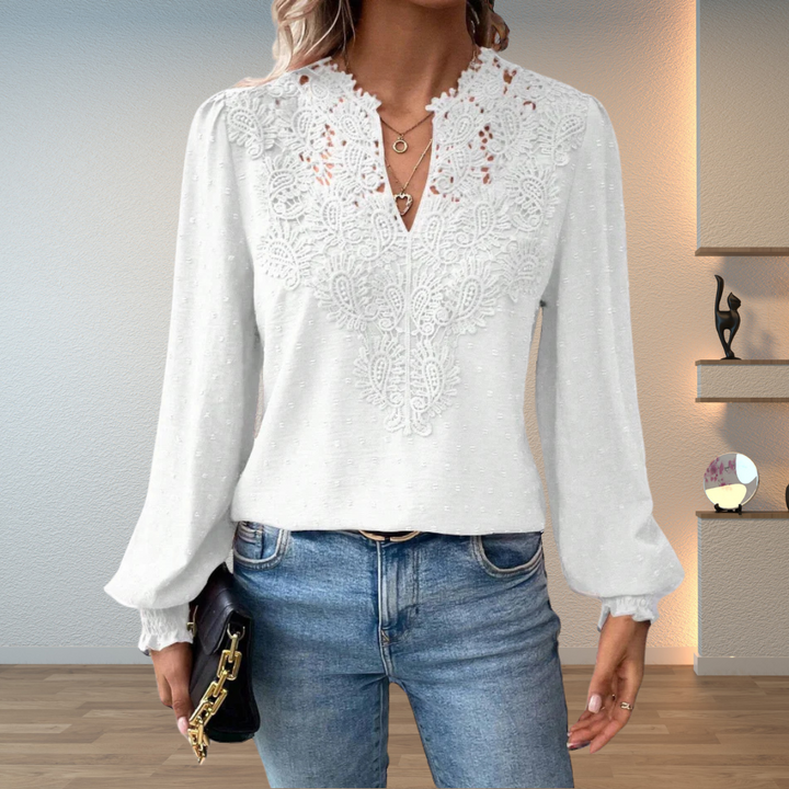 Marlowe | Lace-Trimmed Elegant Blouse