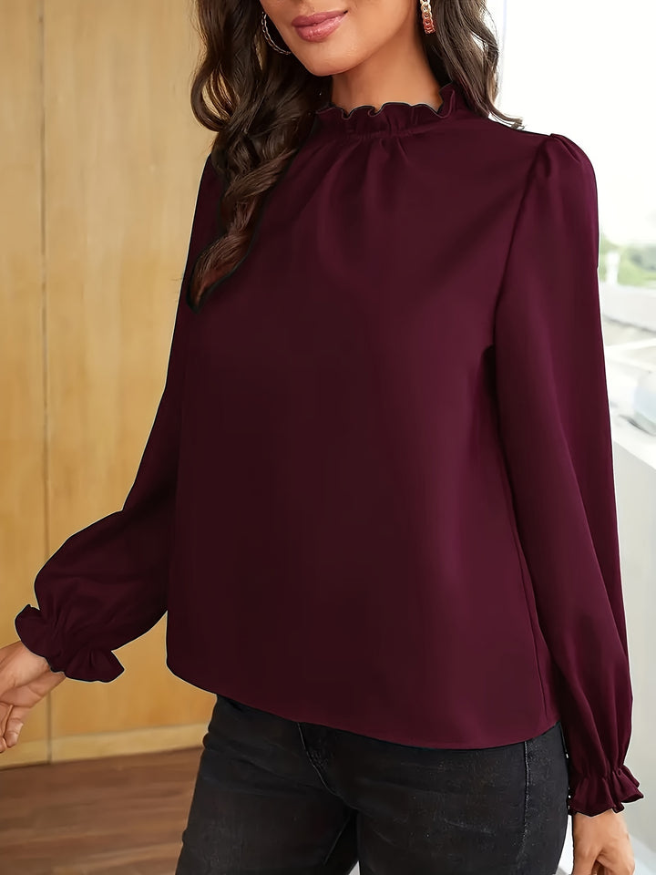 Katherine | Ruffle-Collar Puff Sleeve Blouse