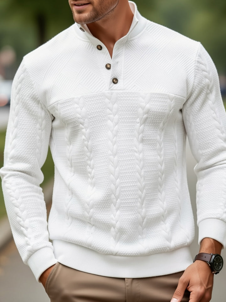 Griffin | Textured Button-Neck Pullover
