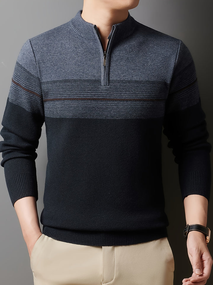 Ambrose | Half-Zip Striped Sweater