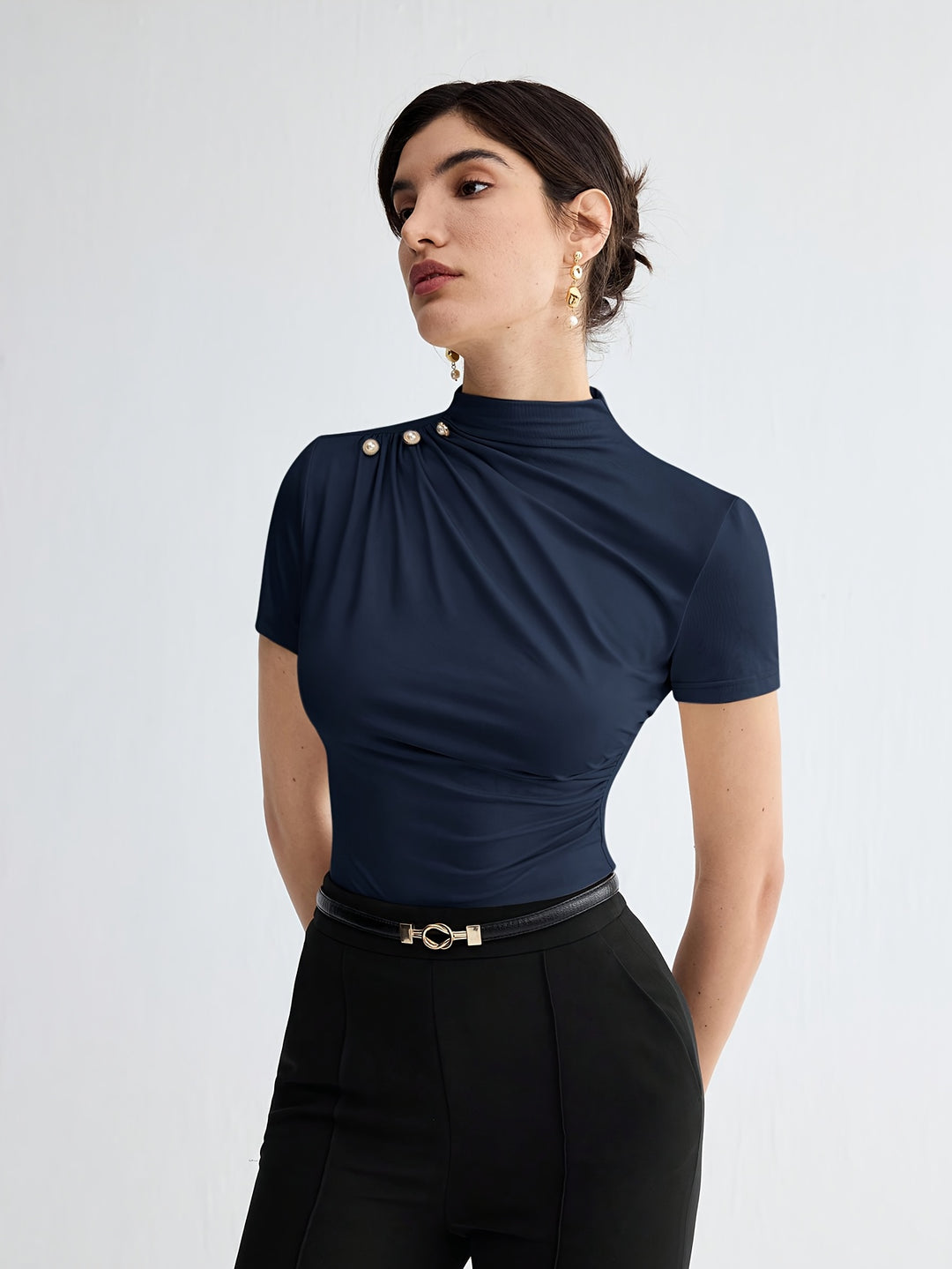 Hazel | Fitted Mock-Neck Top