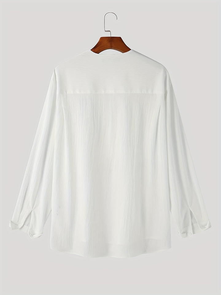 Nigel | Collarless V-Neck Shirt