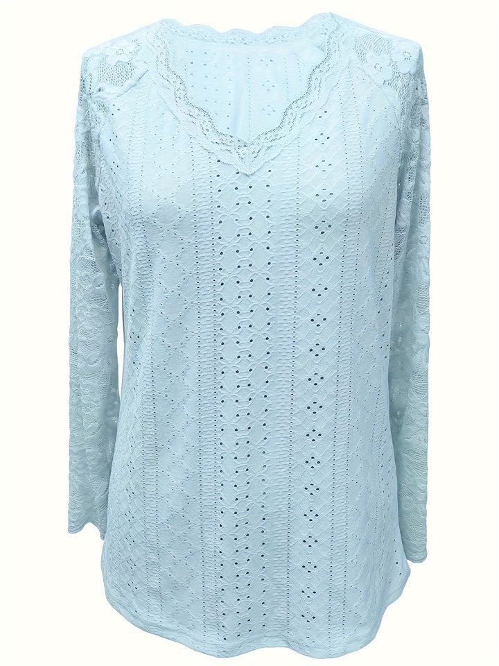 Rosetta | Lace-Sleeve Tie-Neck Top