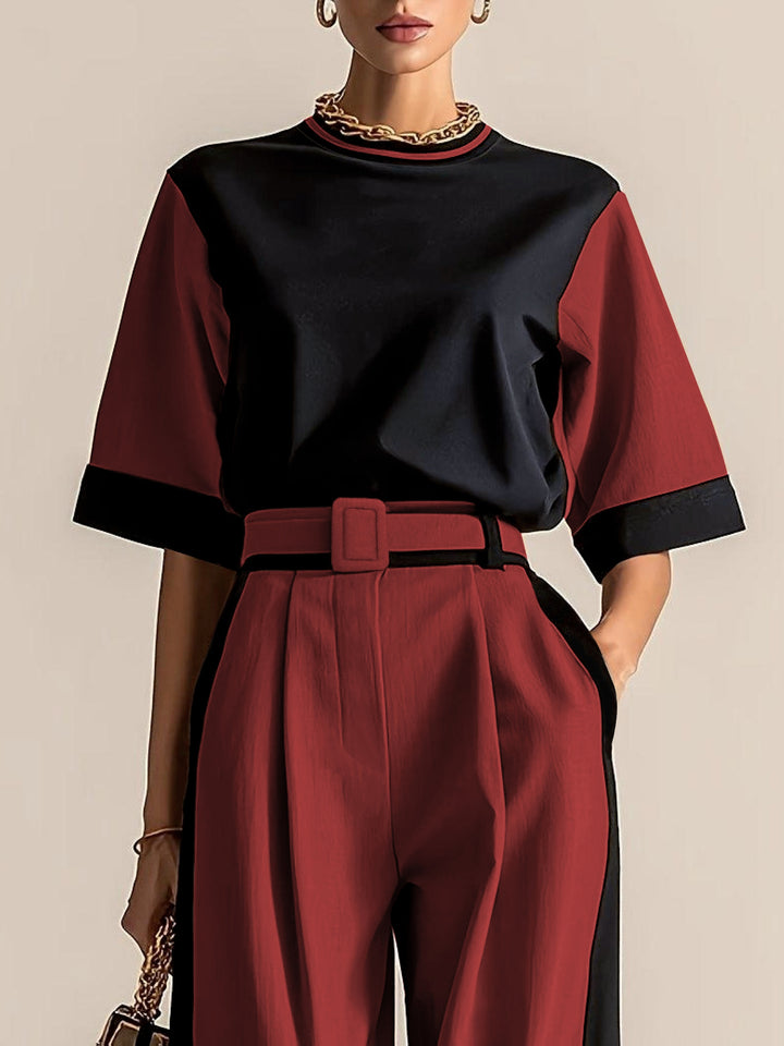 Belinda | Contrast-Trim Two-Piece Set