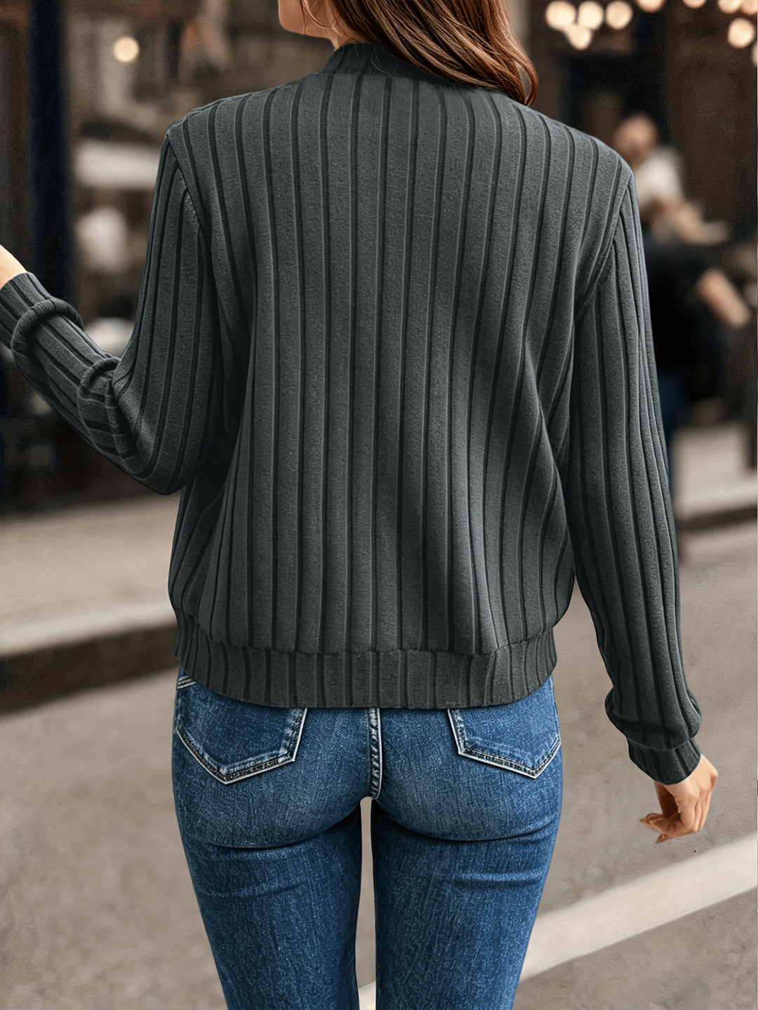Sloane | Refined Ribbed Zip-Up Jacket