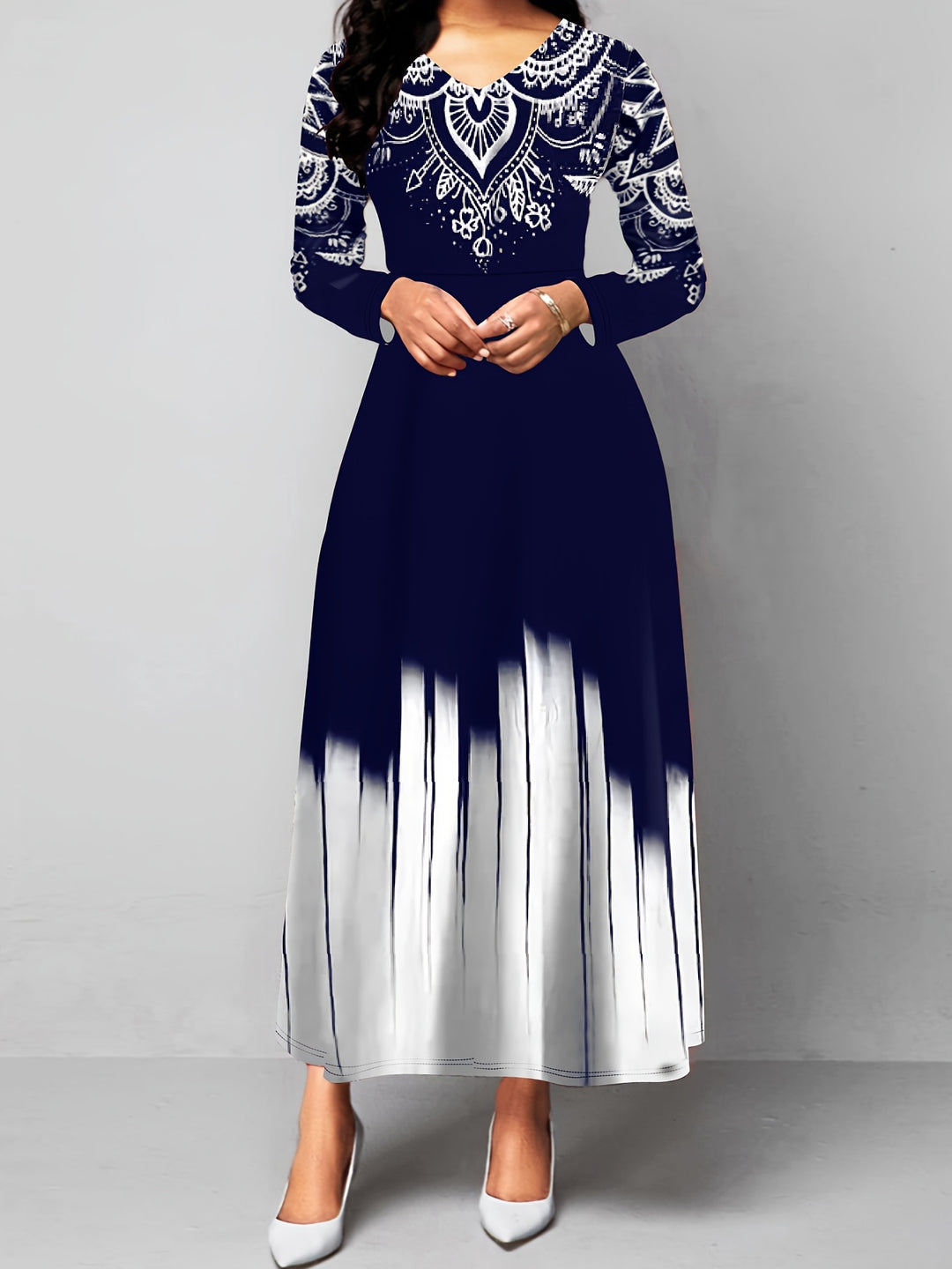 Rosalyn | Ornate Print A-Line Maxi Dress