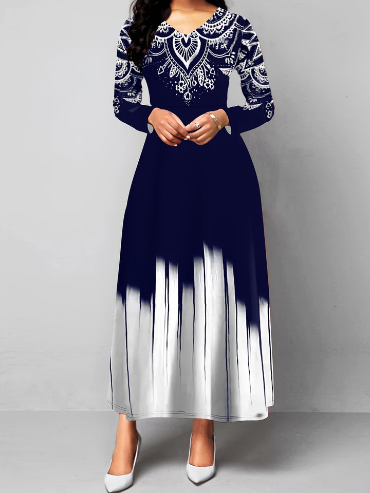 Rosalyn | Ornate Print A-Line Maxi Dress