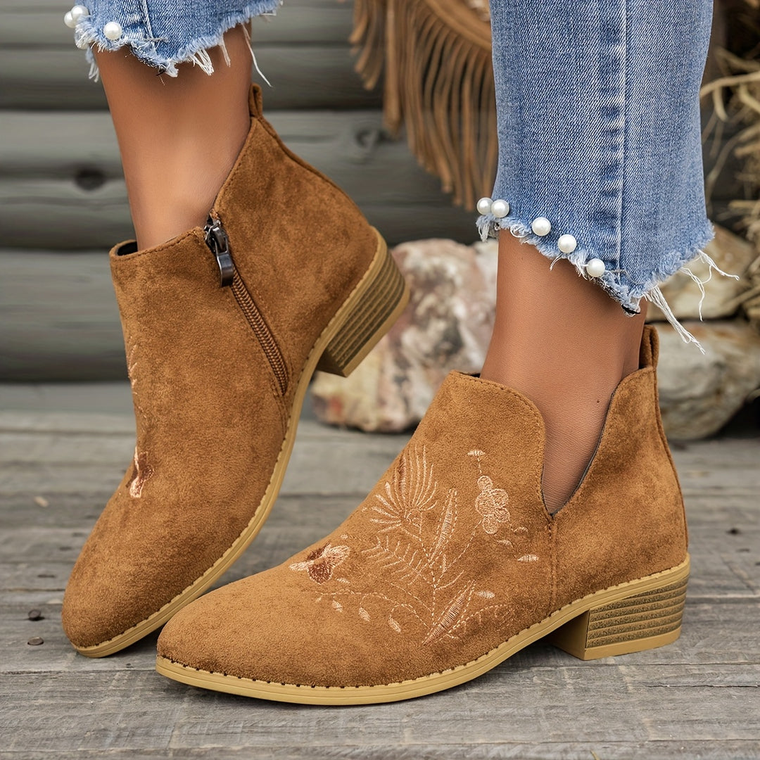 Josephine | Embroidered Ankle Boots